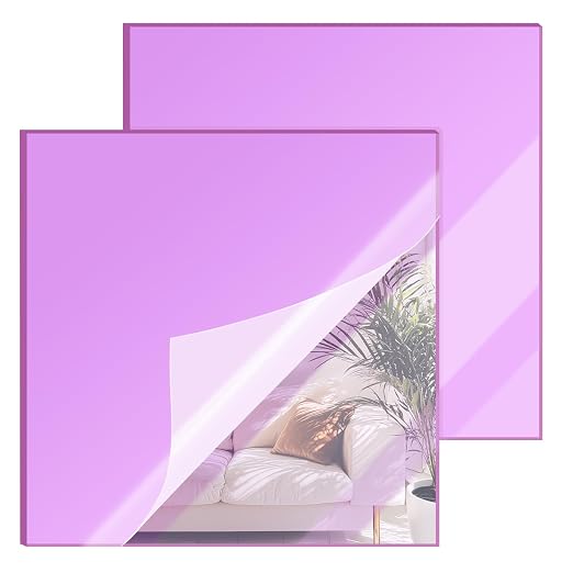 12x12 Inches Purple Mirror Acrylic Sheet – 2 Pcs Reflective Acrylic Panel for DIY Crafts, Home Décor & More (30x30 cm) by SAKRNIC