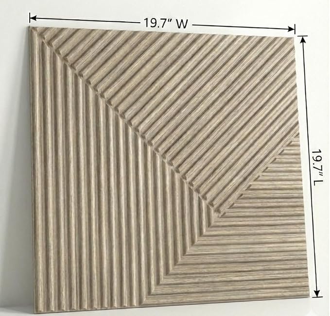 Faux Wood 3D Wall Panels, Wood Grain, Waterproof PVC, Natural Oak | 19.7x19.7 Inch, 12 Pack Covers 32.4 Sq Ft, Decorative Wood Tiles Texture, Fire Resistant, Lightweight Modern Accent Decor - Image 2
