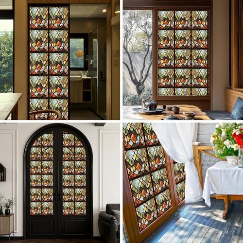 Window UV Protection Rainbow Privacy Film:Non-Adhesive Static Cling Decorative Window Film with Installation Tools,Stained Glass Window Film for Kitchen,Bathroom,and Shower Doors,16.9 x 39.4 inches. - Image 5