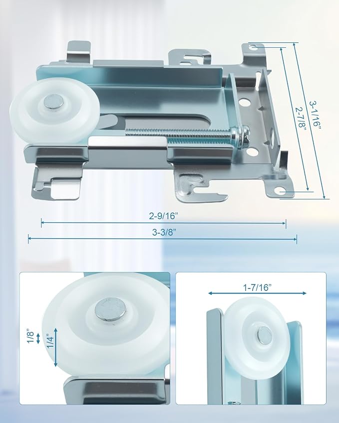 2 Pcs Sliding Mirror Closet Door Roller Assembly, 1-7/16 Inch - Image 2