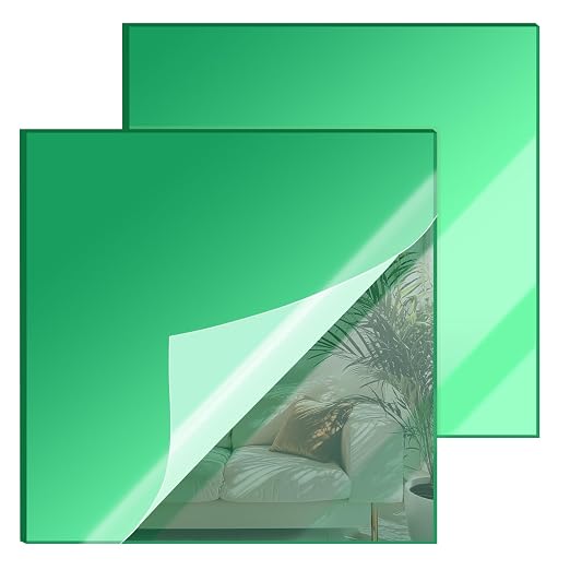 8x8 Inches Green Mirror Acrylic Sheet – 2 Pcs Reflective Acrylic Panel for DIY Crafts, Home Décor & More (20x20 cm) by SAKRNIC