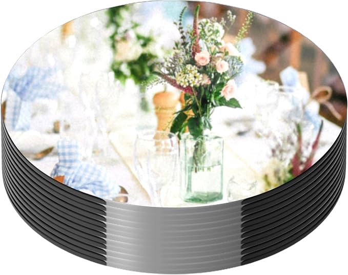 12PCS Round Mirror Centerpieces for Tables Decorations, 10" Acrylic Mirror Trays Plates for Centerpieces, Circle Mirror for Candle Plates Mirrors for Table Centerpieces Wedding Decorations by LUDEOU