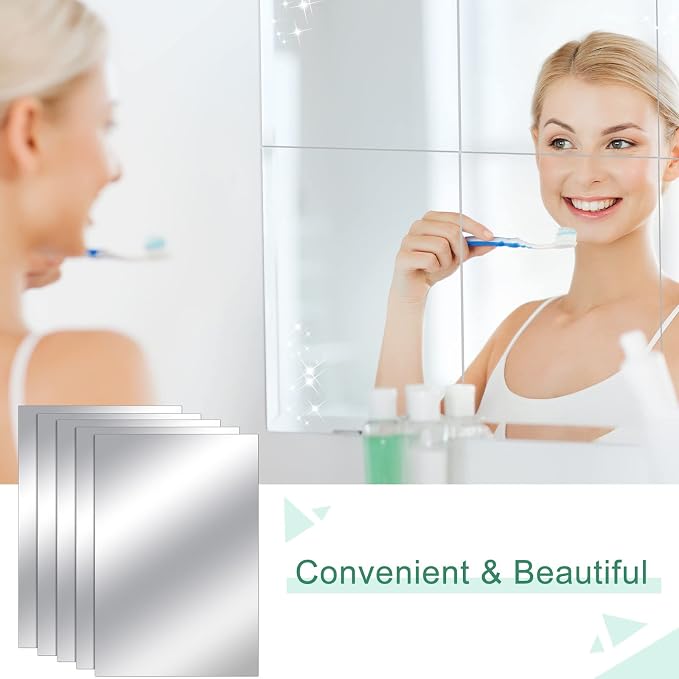 80 Pcs Flexible Mirror Sheets Self Adhesive Non Glass Mirror Tiles Stickers Peel and Stick Wall Sticker Plastic Wallpaper for Home Door Wall Decor(4 x 6 Inch) - Image 7