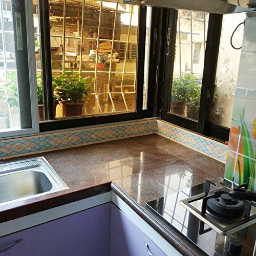 Creation Core 4.2x196.8 Waterproof Wallpaper Border 3D Pattern Wall Decor Removable Self Adhesive Kitchen Bathroom Tiles Sticker, Diamond Blue - Image 2
