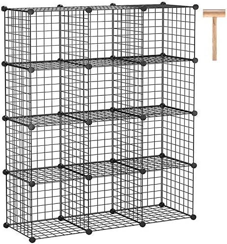 C&AHOME Wire Cube Storage, 12-Cube Storage Organizer Metal, C Grids, Black by CAHOME