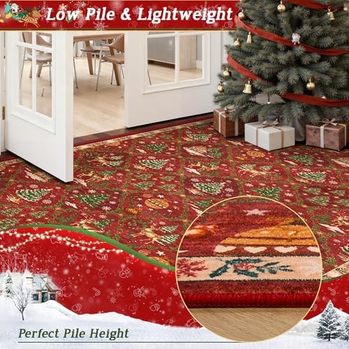 Madane Christmas Kitchen Runner Rug 2x5, Washable Red Hallway Rugs Non-Slip - Image 5
