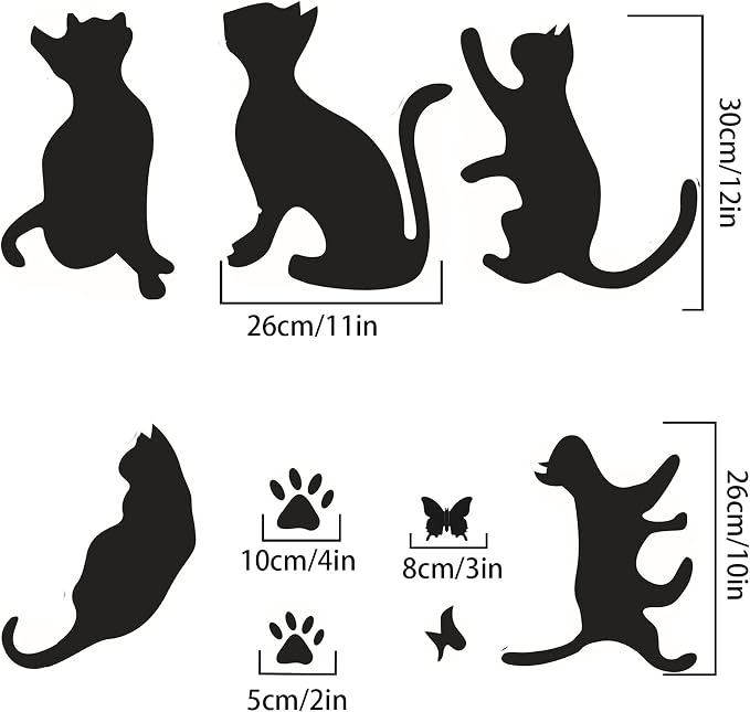 5 Pcs Black Cat Stickers Paw Patrol Party Wall Decal Butterfly Wall Decor, Removable Art Vinyl Door Decal Wallpaper for Family Bedroom Living Room Home Decorations - Image 5