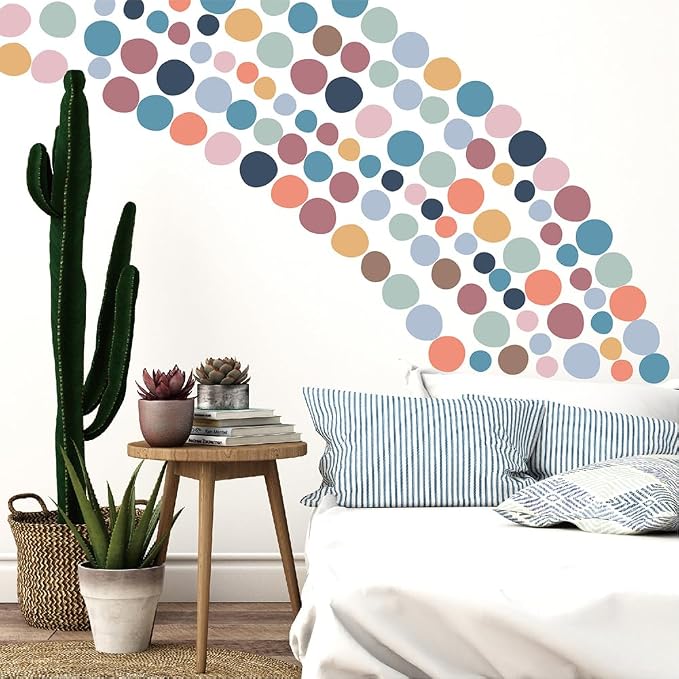 300 Pcs Unique Removable Boho Soft Color Polka Dots Wall Decals Set | 10 Sheets Waterproof Peel & Stick Matte Dots Vinyl Stickers for Bedroom, Living Room & Accent Wall Decor(Mixed Size 1.2–2 in) - Image 6