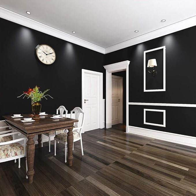 15.7" x 236.2" Black Wallpaper Self Adhesive and Removable Peel and Stick | Vinyl Film Stick Paper Easy to Apply Wall Coverings Shelf Home Decorative Liner Table and Door Reform - Image 3