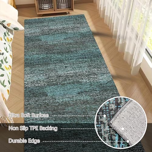 RUGSURE Washable Area Rug - 1/6 Thick - Stain & Water Resistant Non-Slip - Resistant Rug for Living Room, Bedroom, Nursery, Pet & Child Friendly, Vintage Charm Area Rugs (Green, 2'6'' x 8') - Image 5