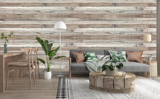 Yun-aeon Natural Wood-Grey Contact Paper Peel and Stick Wallpaper | 17.3"x 1200"Self Adhesive Removable Vintage Faux Wood Wall Paper Plank Shelf Home Decoration Kitchen Counter Cover - Image 8