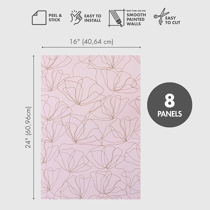 Peel and Stick Wallpaper Panels, Drawn to Nature, 8-Pack | 16 x 24 in panel size; Covers up to 21.33 sq ft; Vinyl peel & stick; No paste needed; Great for walls, shelves & cabinets. - Image 3