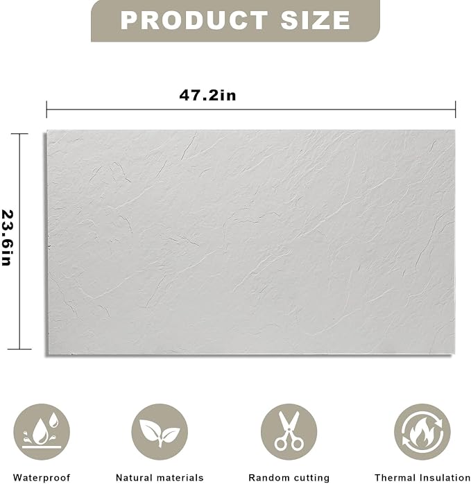 3D Wall Panels - 4PCS 47.2"x23.6" Faux Stone Wall Covering - MCM Modified Clay Material for Home Art, Accent Brick, Modern Exterior/Interior Decoration, Covering 31 sq.ft White Slate - Image 2