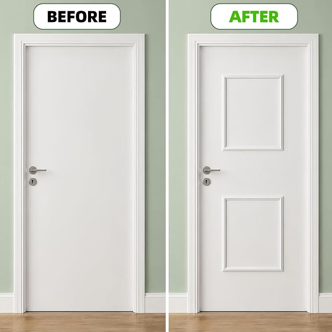 COUKIU Pre-Cut 2 Set Peel and Stick Door Molding Trim Kit, 16" x20" Premade Wainscoting Panels, Self Adhesive Wall Moulding Panel for Interior Walls Picture Frame - Image 3