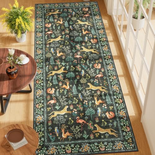 DUKINO 3x7 Hallway Runner Rug, Non Slip Animal Kitchen Runner Rug, Black - Image 3