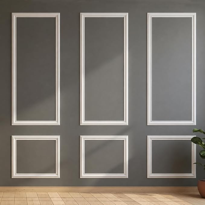 Pre Cut Wall Molding, 3 Set Wainscoting Panels Peel and Stick, 54 x 24 in | Paintable & Ready-to-Assemble, Lightweight Wall Moulding Panel for Living Room Bedroom Hallway Kitchen Island by TonhoDawnhawk
