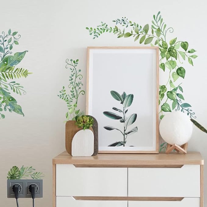 SUPERDANT Green Plants Wall Decals 2 Sheets/Set Vines Branches Leaves Wall Sticker Removable Vinyl Art Mural Decals for Living Room Bedroom Balcony Corridor Window TV Entrance Door Mirror Decor - Image 3