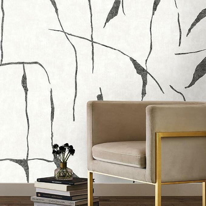 RoomMates RMK12210M Nikki Chu Off White and Charcoal Black Ivory Coast Peel and Stick Wall Mural - Image 2