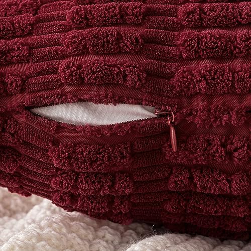 MIULEE Corduroy Decorative Throw Pillow Covers 20x20 Burgundy Pack of 2 - Image 5