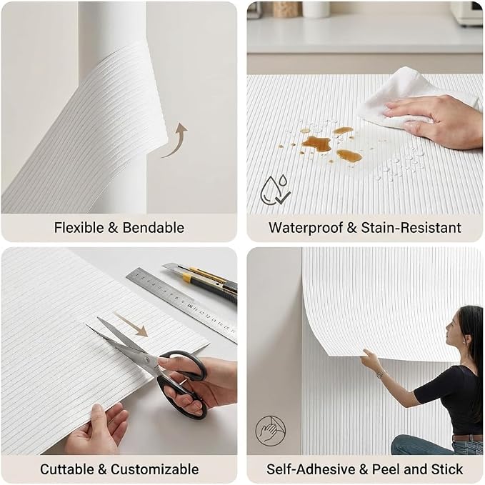 3D Wall Panels Peel and Stick – 15.74" x 118" PVC Faux Texture Wall Covering, Self Adhesive Waterproof DIY Accent Wall for Living Room, Bedroom, Sofa Background & Kitchen Backsplash, Covers 12.9 sq.ft - Image 4
