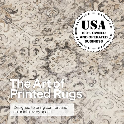 ReaLife Rugs Machine Washable Area Rug - Living Room Bedroom Bathroom Kitchen Entryway Office - Padded Low Pile Stain Resistant Premium - Boho Farmhouse Vintage - Paz - Beige Gray Ivory 2'6" x 6' - Image 4