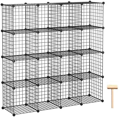 C&AHOME Wire Cube Storage, 16 Cubes Organizer Metal C Grids Storage, Black by CAHOME