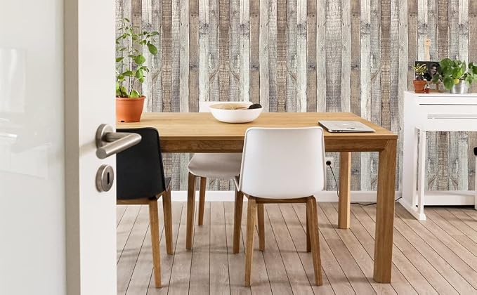 Vintage Wood Wallpaper Rustic Wood Wallpaper Stick and Peel Self Adhesive Distressed Wood Look Wallpaper Vinyl Shelf Home Wood Panel Wall Paper Covering Film 17.3"× 120" - Image 9
