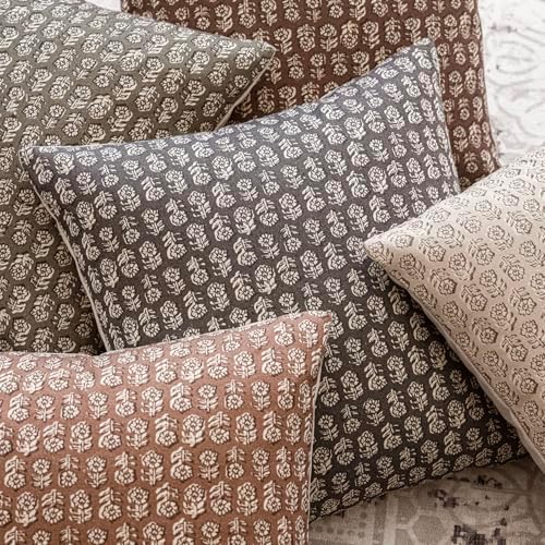 Foindtower Decorative Floral Print Throw Pillow Covers 20×20 Rustic Gray - Image 6