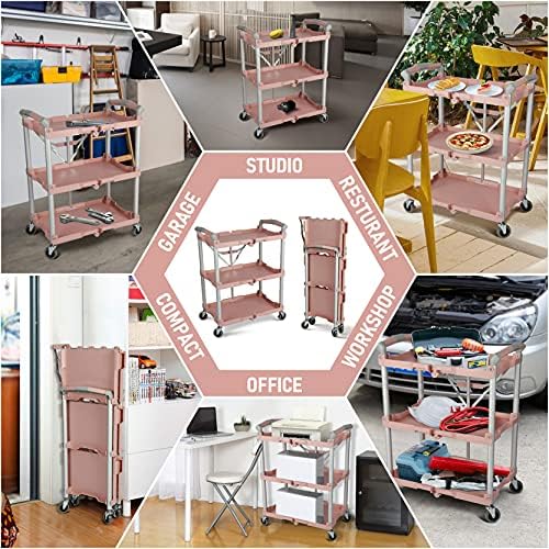 Olympia Tools 89-350 Pack-N-Roll Folding Collapsible Service Cart, 150LB Capacity, Rose - Image 2