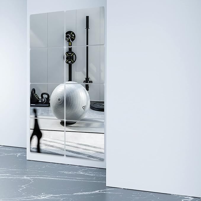 JEOYOO Full Length Wall Mirror Tiles, 14'' x 12'' x0.12, 4PCS, Frameless Full Body Mirror Tiles for Bedroom, Non Glass Mirrors Wall Mounted for Home Gym, Gift Ideas, On The Door, Kids Room - Image 5