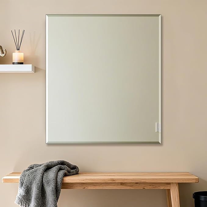 Frameless Wall Mirror 40” x 36“ Bathroom Mirror for Over Sink Beveled Edge - Image 9