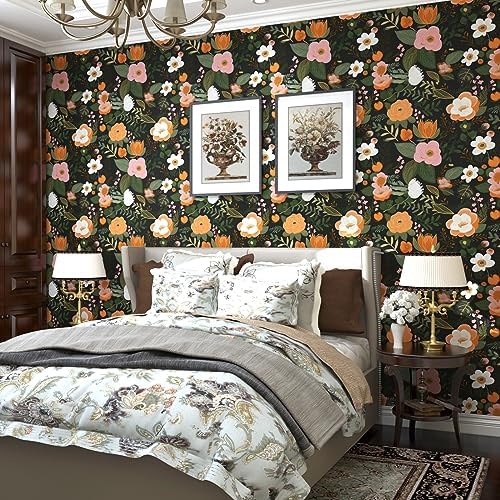 Danodoi Dark Green Vintage Floral Peel and Stick Wallpaper 17.5" x 393" | Waterproof Vinyl Self Adhesive Removable Renter Friendly Floral Contact Paper - Image 4