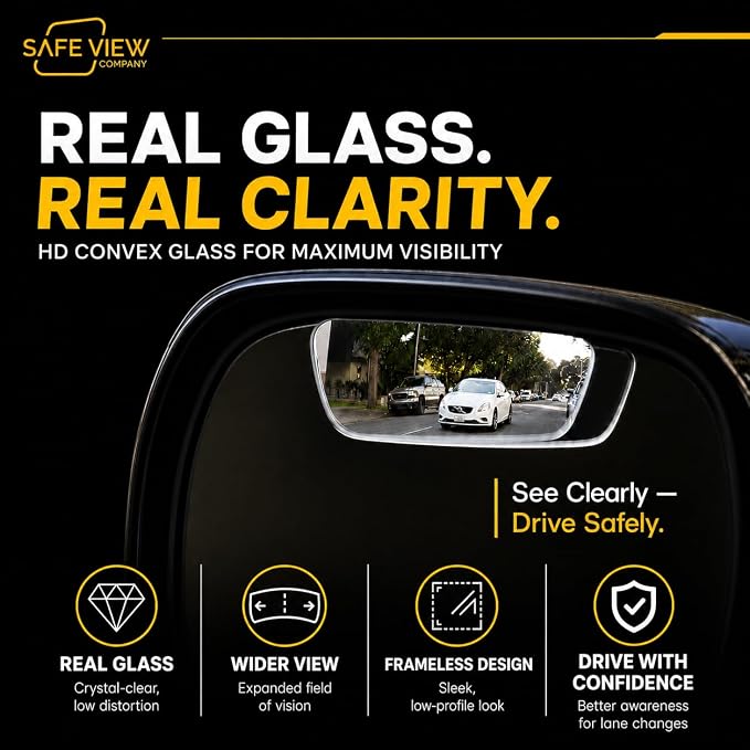 Safe View Wingman Blind Spot Mirrors – See More, Drive Safer – Real Convex Glass, Wide Angle Vision, Easy Peel & Stick, Durable Weatherproof Design - Image 4