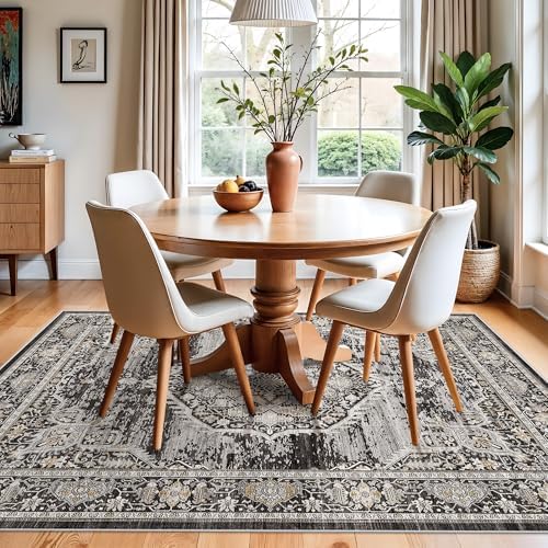 Washable Area Rugs 5x6 Entryway: Soft Ultra Thin Low Pile Mat Machine Washable Indoor Doormat Lightweight Entry Rug Anti Slip Backing Rugs for Living Room Bedroom Kitchen 5'x6' Black - Image 3