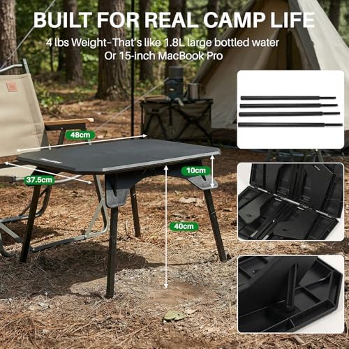TOPCHANCES Folding Camping Table Outdoor,Ultralight Aluminum Camping Tables Multifunctional Portable Folding Table with Carrying Bag for Holiday Festival Camping Travel Picnic Grilling - Image 3