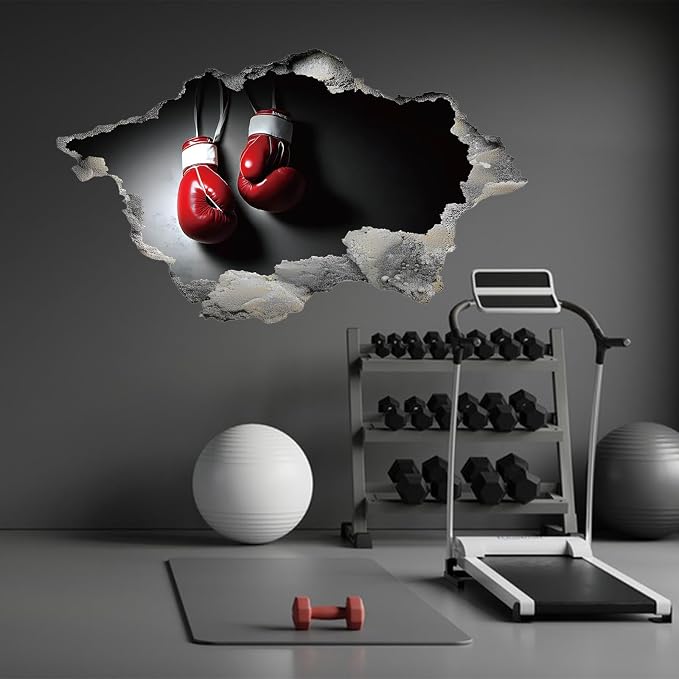 SUPERDANT 3D Boxing Wall Sticker Break Through Wall Decal Home Peel and Stick Large Size Vinyl Art Mural for Gyms Boys Room Bedroom Livingroom Playroom Decoration Boxing Enthusiast Gifts - Image 3