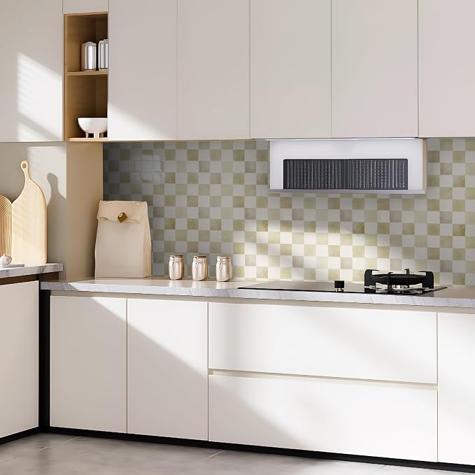 Art3d Grid Peel and Stick Backsplash, 10-Pack, 12 x 12 in, Beige and White | Enhanced Thickness, Strong Adhesion, Moisture Resistant, Long-Lasting, Minimalist Look, DIY Friendly, for Kitchen Countertops - Image 2