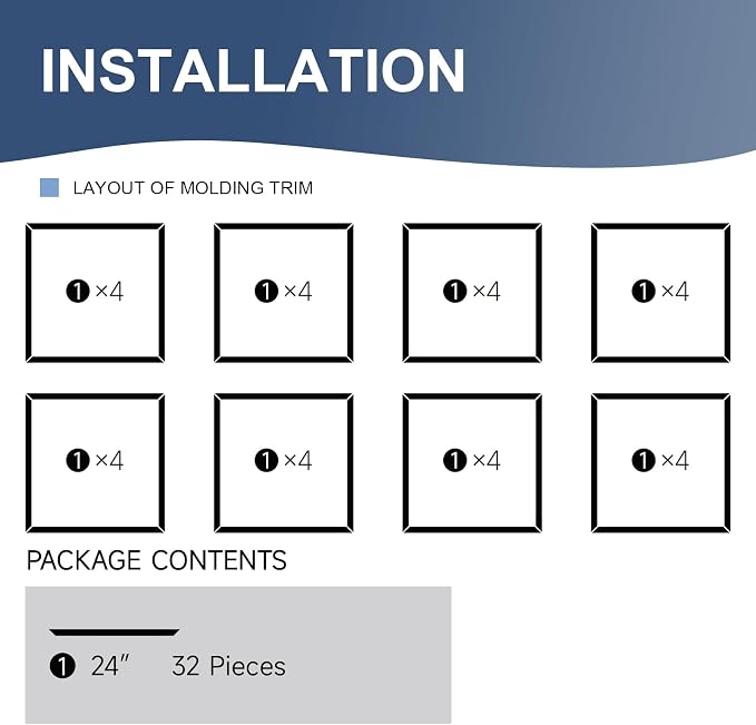 NeatiEase 8 Set Peel and Stick Wall Molding Trim Kit, 24" x24" Premade Wainscoting Panels, Self Adhesive Moulding Panel for Interior Walls Picture Frame - Image 2