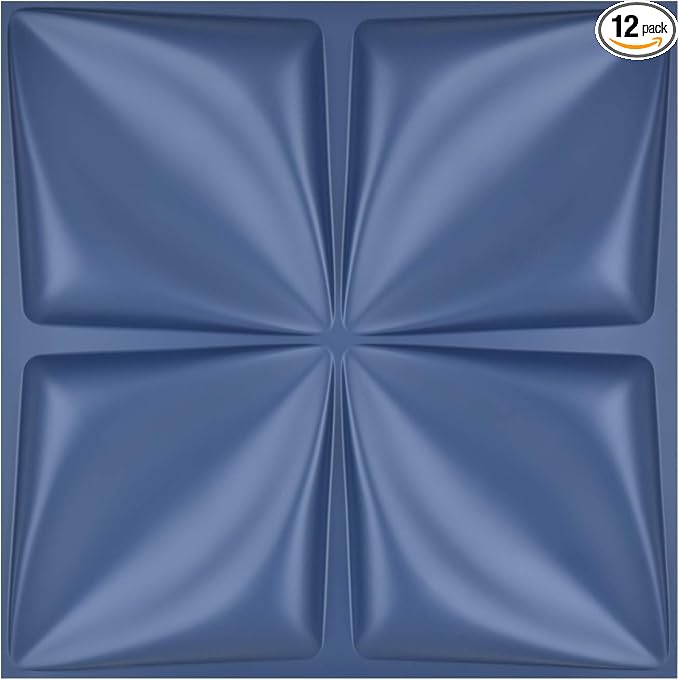 Art3d Navy Blue 3D Wall Panel PVC Flower Design Cover 3 Sq Meter, for Interior Wall Decor in Living Room, Bedroom, Lobby, Office, Shopping Mall by Art3d
