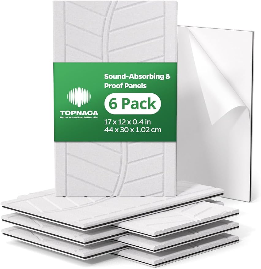 6 Pack MLV Sound Proof Wall Panels Sound Proofing Noise Blocker for Room, White Acoustic Soundproofing Panel for Walls Ceiling Noise Blocking Cancelling & Absorbing for Bedroom Home Office by Topnaca