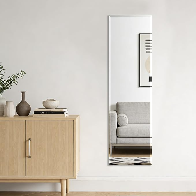Frameless Full Length Mirror for Wall, 55x16 Inch Bathroom Vanity Mirror by Ruomeng