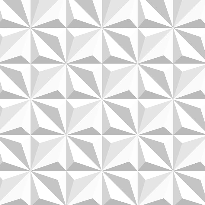 Peel and Stick Wallpaper Gray White Geometric Diamond Feature | Modern abstract geometric wallpaper with textured 3D pattern for accent walls, bedrooms, living rooms and home decor. by WEISENI
