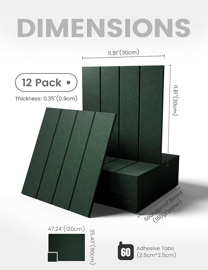 Fluxynara 48" x 36" Large Felt Bulletin Board, Pine Green | 12 Pack Cork Board Alternative with 60 Safe Adhesive Tabs, Pin Boards for Wall Decor, Home, Office, Classroom,Dorm - Image 2