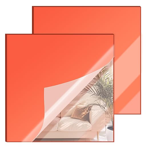 8x8 Inches Red Mirror Acrylic Sheet – 2 Pcs Reflective Acrylic Panel for DIY Crafts, Home Décor & More (20x20 cm) by SAKRNIC