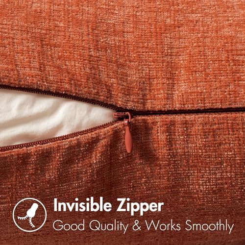 MIULEE Soft Chenille Fall Throw Pillow Covers Rust 20x20 Inch Pack of 2 - Image 5