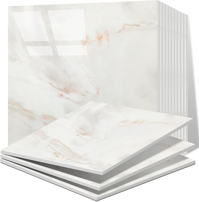 Vieshful 20pcs Peel and Stick Backsplash Tile，12"x12" Self Adhesive Marble Tile for Wall, PVC Waterproof Shower Wall Panels, Back Splash Stick on Tiles for Kitchen Bathroom Living Room by Vieshful