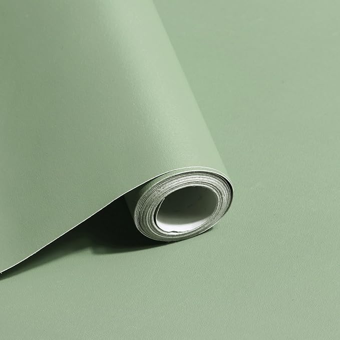 Safiyya 118"x17.7" Light Green Peel and Stick Wallpaper Green Contact Paper Wall Paper Temporary Self Adhesive Decorative Wallpaper Vinyl Rolls for Wall by SAFIYYA