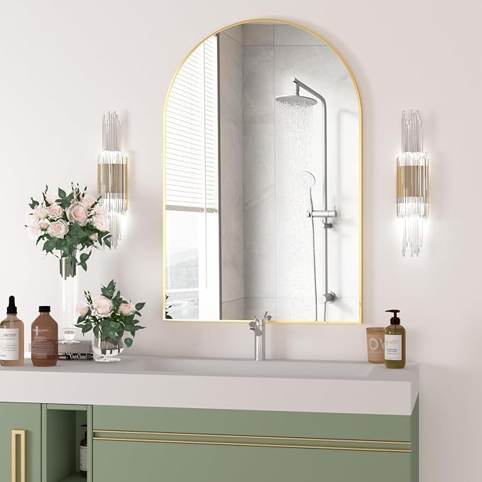 Arched Wall Mirror for Bathroom,20"x30" Arched Mirror Wall Mounted Mirror with Metal Frame, Gold Vanity Mirror Decor for Mantle, Bedroom, Entryway, Living Room - Image 3