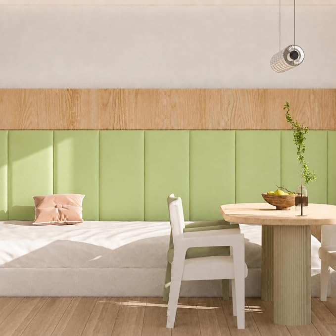 Anti Collision Wall Padding for Kids, Upholstered 3D Wall Panels | 4 Packs 7.8'' x 15.7'' Peel and Stick Headboard, Self Adhesive Wall Pads for Kids, Bedroom, Living Room, Grass Green - Image 6