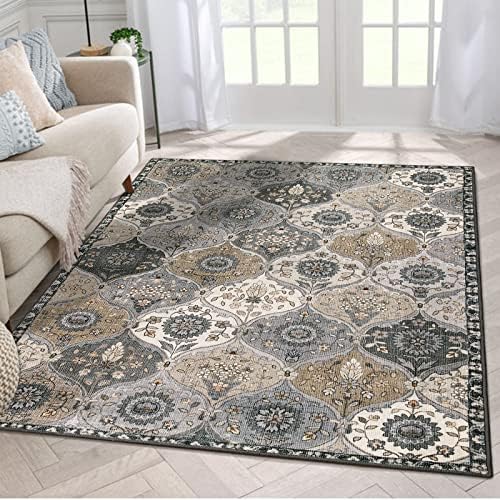 Lahome Moroccan Washable Living Room Rug, 5x8 Rugs for Bedroom Dining Room by Lahome